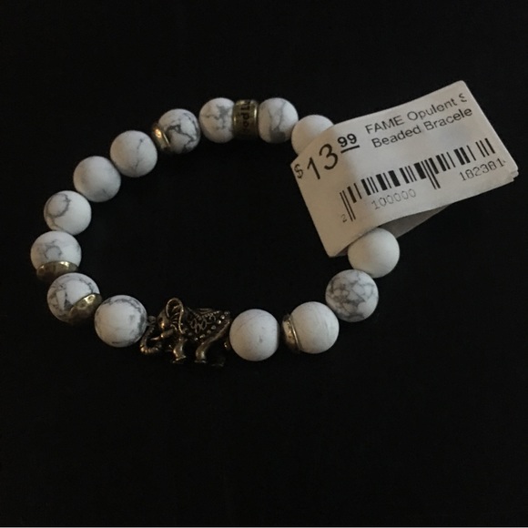 Cream swirl stretchy bracelet *** stone